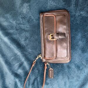 Coach Brown Leather Wristlet